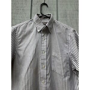 Lord &‎ Taylor Mens Striped Short Sleeve Button Down Shirt Sz 15 Oxford Non-Iron
